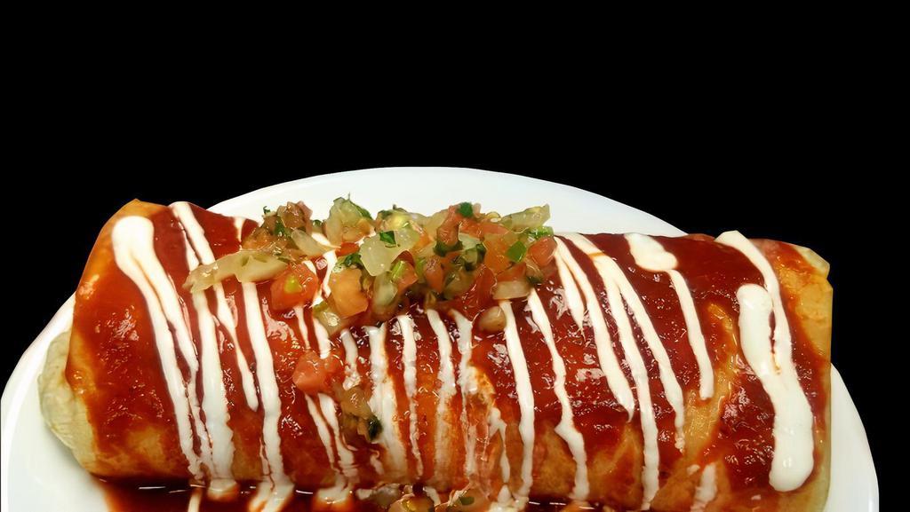 Carne Asada Burrito · Carne asada, rice, pico de gallo, guacamole (guacamole made fresh with tomatoes, onions, cilantro).