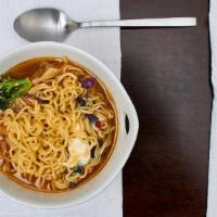 Spicy Ramen With Dumpling · Korean-style ramen. Served with an egg and green onions. Can be made spicy or mild. Includes...