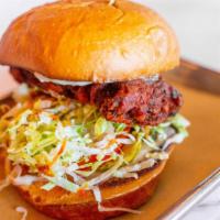 Hot Fried Chicken Sandwich · Very Spicy. House spice blend, lettuce, tomatoes, pickles and mayo. Substitute for buffalo s...