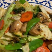 Vegetable Deluxe · Broccoli, carrot, zucchini, snow pea, mushroom, celery, cabbage, stir fried with fresh garli...
