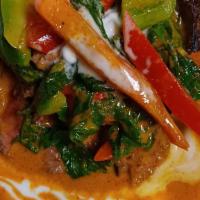 Panang Curry · A very popular curry, cooked with your choice of meat or tofu with coconut milk chili paste,...