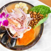 Ceviches · Gluten-free. Mahi mahi fish cured in lime juice and served with camote (sweet potato), sarsa...
