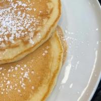 Pancakes · Two (2) buttermilk pancakes served with classic whipped butter, syrup, and powdered sugar wi...