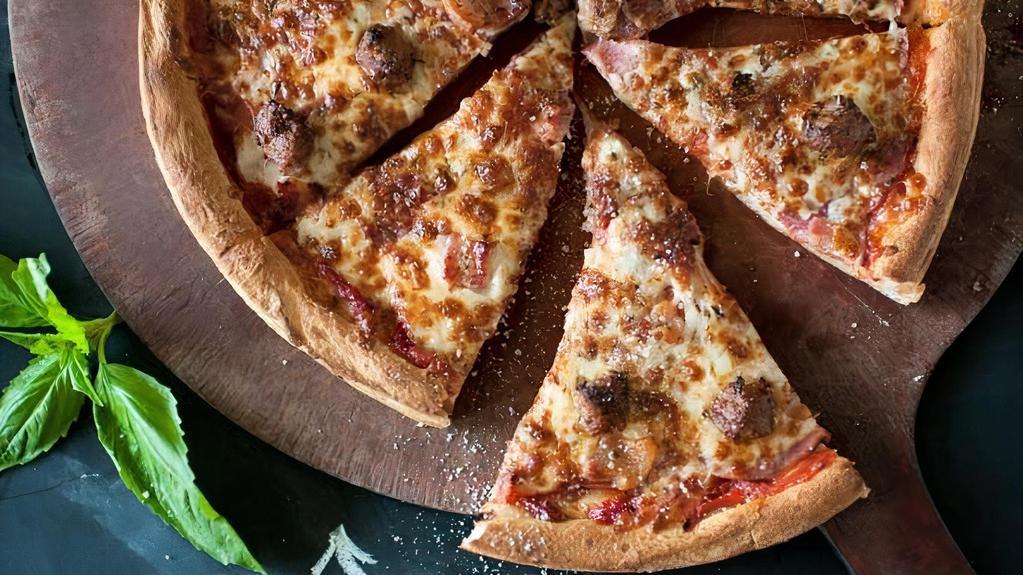 Meat Lover Special Pizza (Medium) · Pepperoni, Canadian bacon, Italian salami, Italian sausage, Italian pancetta, oregano and mozzarella.