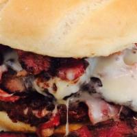 Pastrami Burg* · Burg only topped with hot pastrami and melted Swiss.