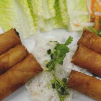 Egg Rolls With Lettuce (6) · Served with lettuce and pickled carrots and daikon 
Choice of Shrimp, Vegetarian, or Vietnam...