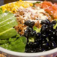 Mexican Salad Bowl
 · Choice from: seasoned ground beef, al pastor, shredder chicken or pulled pork. Black beans, ...