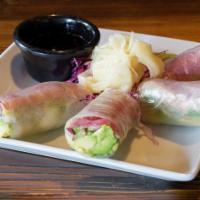 Ahi Tuna Roll (2) · Delicate rice paper rolled with seared ahi tuna, avocado, cilantro, onions.

Consuming raw f...