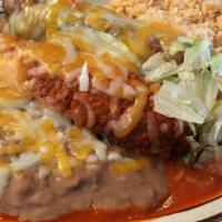 Chile Relleno Plate (2) · Our own homemade hand-breaded with pepper jack cheese.