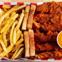 3 Tenders Combo Meal · 3 Tenders that's hand breaded daily. Lemon Pepper Parmesan Fries along with Spicy Tangy Cole...