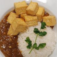 Fried Tofu Curry · Deep-fried diced tofu and Japanese-style curry sauce with garlic, ginger, and onions, topped...