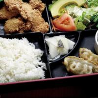 Chicken Karaage Bento · Chicken karaage is the Japanese style fried chicken tender marinated in soy sauce, ginger an...
