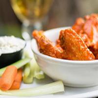 Wings · Served with Celery. Choice of Ranch or Blue Cheese