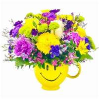 Happiness By Arrowhead · The happiness by arrowhead bouquet includes yellow roses, white roses, purple carnations, gr...