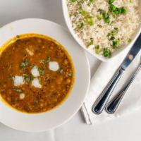 Dal Maharani · Vegan. Pureed mildly spiced black lentils delicately cooked with tomatoes, onions and fresh ...