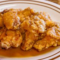 6Pc Garlic Honey Chicken · Brined and Fried Chicken Wings tossed in a Sweet and Garlicky Soy Honey Sauce