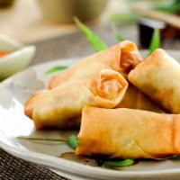 4 Pc Fried Egg Rolls · Deep-Fried Vegetable Egg Rolls with Homemade Fish Sauce.