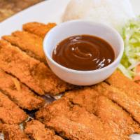 Chicken Katsu · Served with Steamed Rice and Side Salad.