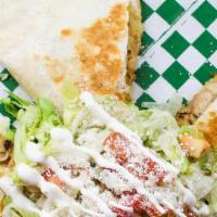 Quesadilla With Meat · A big flour tortilla with Jack cheese, your choice of meat and your one side choice (rice, b...