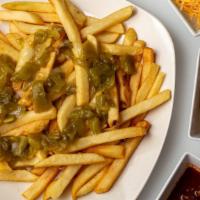 Chili Fries · Choice of green or red chili.