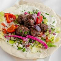 Beef Kafta Wrap · Ground top sirloin mixed with parsley, onions, and spices. Made with tzatziki. Each wrap is ...