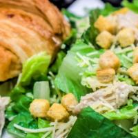 Caesar Salad With Croissant · Romaine, Parmesan, Chicken, Croutons and Caesar Dressing served with a flaky all-butter croi...