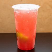 Strawberry Lemonade · Strawberry lemonade (strawberry lemonade soda also available). Gluten-free. Non-dairy. Vegan