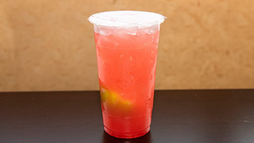 Strawberry Lemonade · Strawberry lemonade (strawberry lemonade soda also available). Gluten-free. Non-dairy. Vegan
