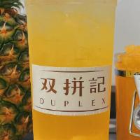 Salty Golden Pineapple With Jasmine Green Tea 老盐金菠萝 · This drink will be Large size. It uses Real & Fresh Pineapple and Jasmine Green Tea.