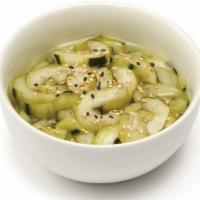 Sunomono (Cucumbers) · Refreshing, lightly pickled cucumbers, garnished with sesame. seeds