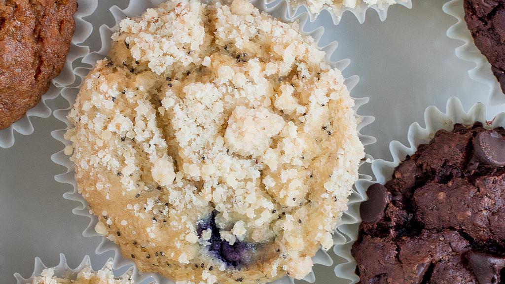 Lemon Blueberry Poppy Seed Muffin · *contains soy, coconut & almond