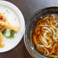 Tempura Udon Bowl · Tempura shrimp and vegetables served with udon noodles and broth.