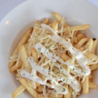 Vegan Cheese Fries (One Pounder) · Regular fries, with melted vegan Cheddar cheese.