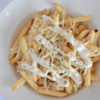 Vegan Cheese Fries (Half Pounder) · Regular fries, with melted vegan Cheddar cheese.