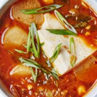 Kimchi Soup · kimchi,pork and tofu