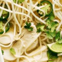 Clear Broth Noodle Soup · noodle, beansprout, green onion, cilantro in clear broth soup.