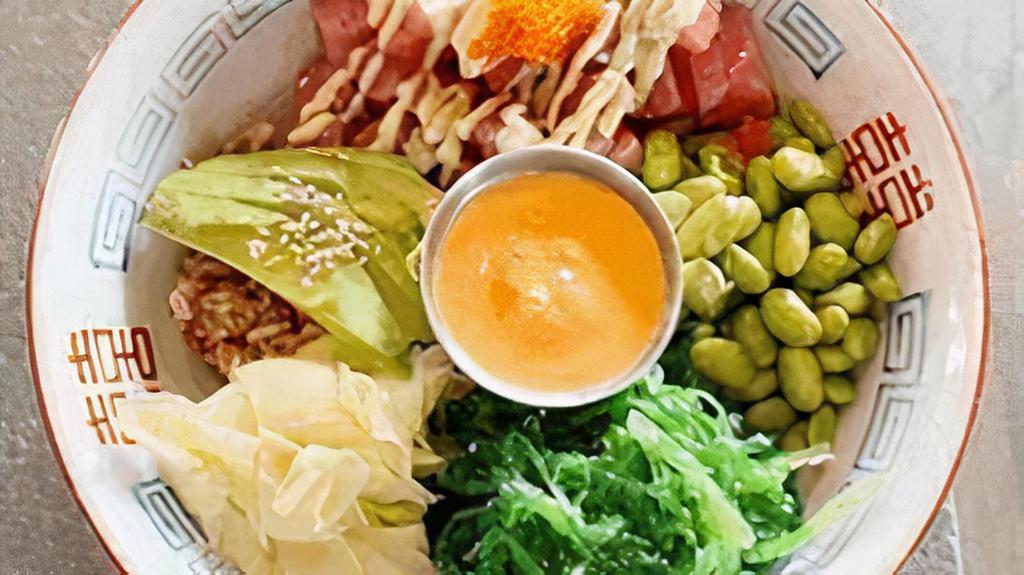 Ahi Poke Bowl* · pickled ginger, avocado, edamame, seaweed salad,
wasabi aioli, brown rice