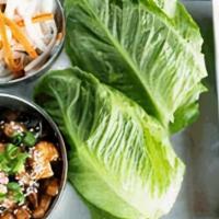 Lettuce Wraps Diy · Choice Of Protein, Romaine Lettuce, Pickled Daikon,.  Cucumbers, Carrots, Sauces On The Side...