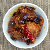 Orange Flavor Chicken 陳皮雞 · Hot & spicy. Fried chunks tender chicken saueed with orange peel in chef's special spicy bro...