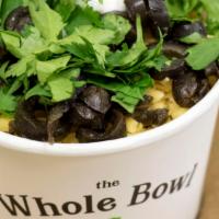 Big Bowl (16 Oz) · The whole bowl is brown rice, black and red beans, Tillamook cheddar, sour cream, cilantro, ...