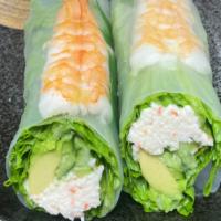 Summer Roll  · Fresh roll with Fresh shrimp, avocado, krab salad, cucumber, wrapped with rice paper
Served ...