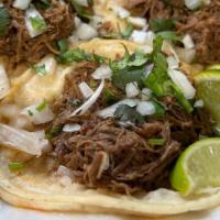 Birria · shredded beef topped with onion and cilantro