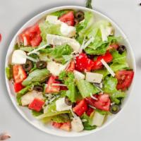 Italian Chopped Salad · Romaine and arugula mix, Italian salami, roasted red peppers, artichoke, cherry tomatoes, re...