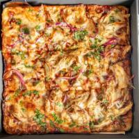 Bbq Smoked Chicken Pizza · Morenci copper ale BBQ sauce, smoked mozzarella, red onion, cilantro. The baked thin crust i...