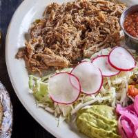Smoked Pork Shoulder Tacos · Corn-flour tortillas, agave onions, whipped avocado, fire-roasted salsa, cilantro, cabbage, ...