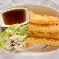 Shrimps Tempura (6) · Crispy fried lightly breaded shrimp served with special soy sauce