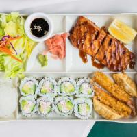 Salmon Teriyaki Bento · For a limited time buy any bento box get free vegetable tempura