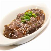 Teriyaki Steak Strips · Marinated top sirloin thinly sliced. Served with teriyaki & aioli.