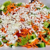 Insalata Della Casa/ House Salad · Organic mixed greens,cherry tomatoes, cucumbers, fresh carrots, Mozzarella cheese and dressi...