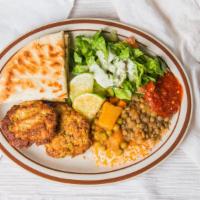 Chicken Keema Kabob Plate · Served with super basmati rice veggie curry house salad and a warm pita.